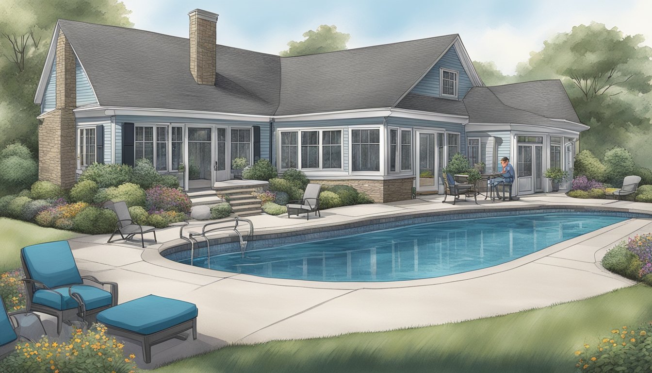 A professional pool technician opening a pool in Gaithersburg or Great Falls, with equipment and tools nearby
